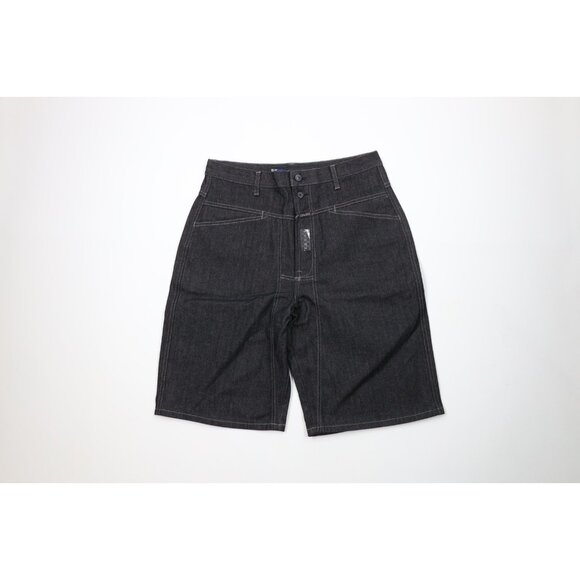Deadstock Vintage 90s Marithe Francois Girbaud Mens 32 Baggy Denim Shorts Black - Picture 1 of 14